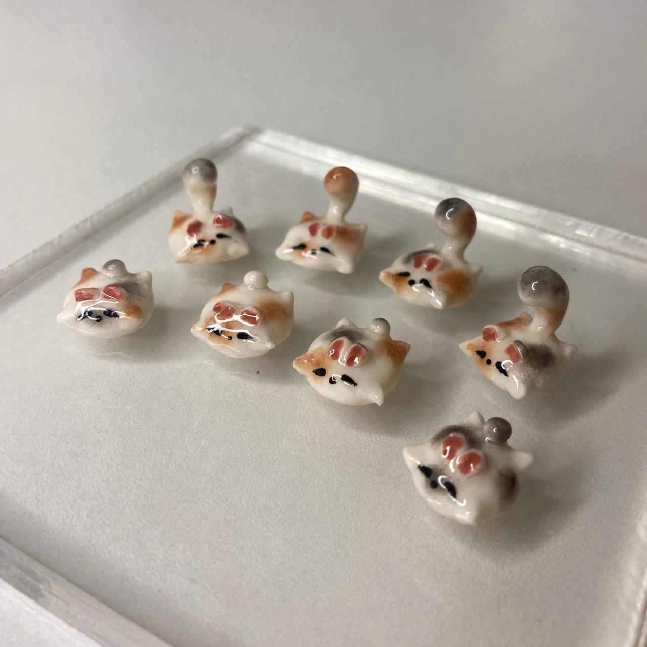 Home pinch meow bunny pin handmade polymer clay